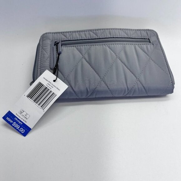 Vera Bradley Women's Performance Nylon Turnlock Wallet  in Gray RFID Protection - Picture 2 of 10